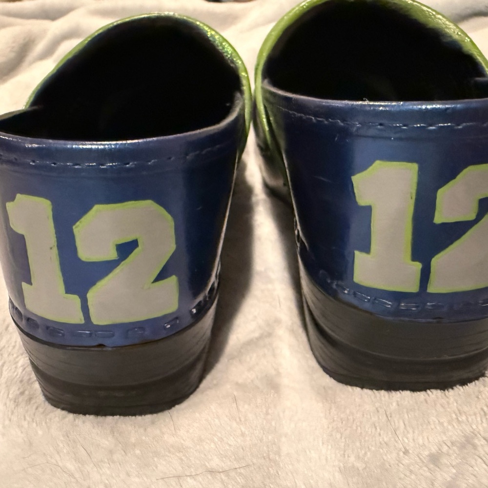 Dansko Blue and Green Mules